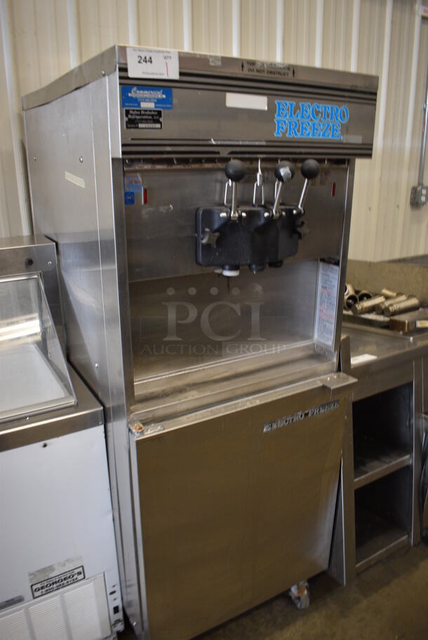 Electro Freeze Model 30TN-CAB-113 Stainless Steel Commercial Water Cooled Floor Style 2 Flavor w/ Twist Soft Serve Ice Cream Machine on Commercial Casters. 230 Volts, 1 Phase. 26x38x68 - Image 2 of 7