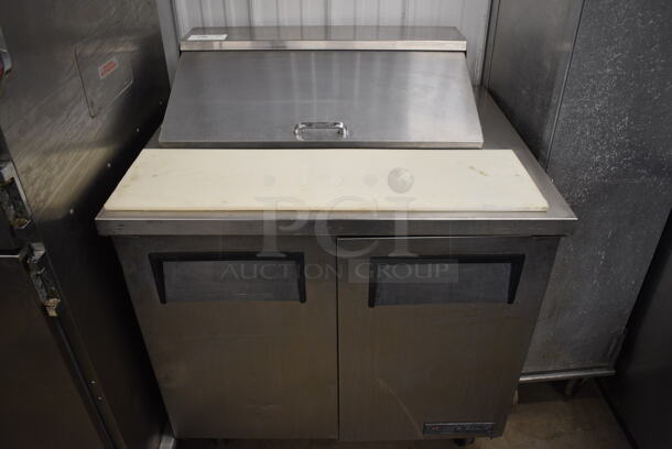 True Model TSSU-36-08 Stainless Steel Commercial Sandwich Salad Prep Table Bain Marie Mega Top on Commercial Casters. 115 Volts, 1 Phase. 365x30x45. Tested and Powers On But Does Not Get Cold
