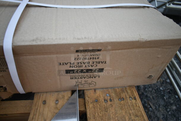 PALLET LOT of 14 BRAND NEW SCRATCH AND DENT! Items Including Flat FBT2093A01 Table Feet and Column Top, 1643042TFGRY Lancaster Table & Seating 30" x 42" Rectangular Thermo-Formed MDF Table Top with Gray Wood Finish, 4 Box 164TCOLROD25 Lancaster Table & Seating 25 3/16" Standard Height Table Base Column and Rod, 4 3493030TCB Lancaster Table & Seating 30" x 30" Laminated Square Table Top Reversible Cherry / Black, 600T2436G Regency 24" x 36" 18-Gauge 304 Stainless Steel Commercial Work Table with Galvanized Legs and Undershelf. 14 Times Your Bid! - Image 6 of 11