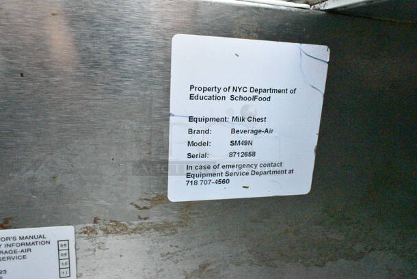 Beverage Air SM49N Stainless Steel Commercial Milk Cooler on Commercial Casters. 115 Volts, 1 Phase.  - Image 7 of 7