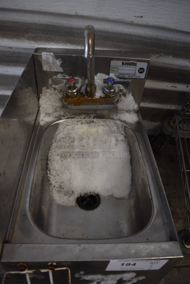 Krowne Stainless Steel Commercial Single Bay Sink w/ Faucet, Handles and Splash Guard. No Legs. 12x19x23 - Image 5 of 5