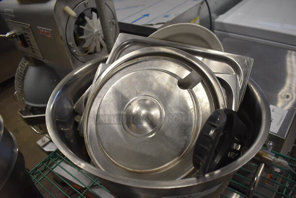 Metal Bin w/ Various Stainless Steel Lids. Includes 19x15x9 - Image 2 of 4