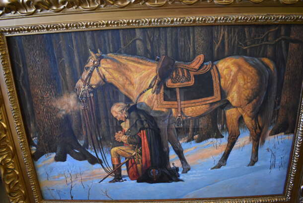Framed Canvas Painting Reproduction of The Prayer at Valley Forge by Arnold Friberg From Art Dealer Ed Mero! - Image 4 of 6
