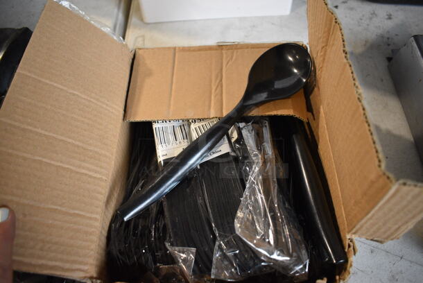 ALL ONE MONEY! Lot of BRAND NEW IN BOX! Black Poly Serving Spoons! - Image 1 of 2