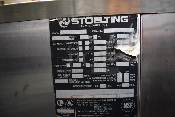 Stoelting 237R-109G Stainless Steel Commercial Floor Style Air Cooled 2 Flavor w/ Twist Soft Serve Ice Cream Machine on Commercial Casters. Goes GREAT w/ Lot 118! 208/230 Volts, 3 Phase. 16x43x66 - Image 5 of 7