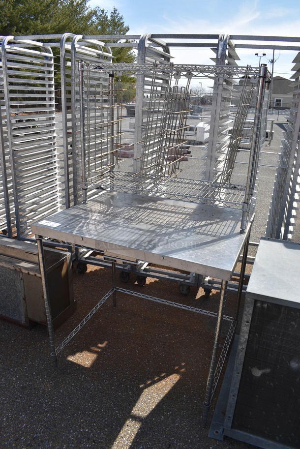 Metal Table w/ Metro Style Shelving Unit. 36.5x30.5x64 - Image 2 of 5