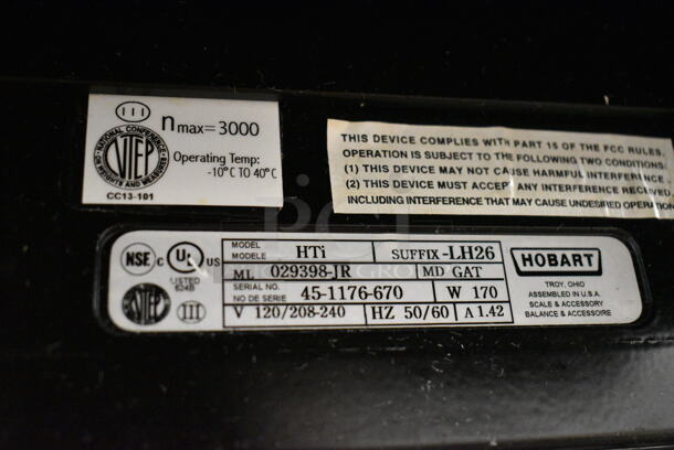 Hobart HTi Metal Countertop Scale w/ Label Printer. See Pictures for Cracked Screen.  120/208-240 Volts, 1 Phase. Tested and Powers On But Touch Screen Is Broken - Image 8 of 8