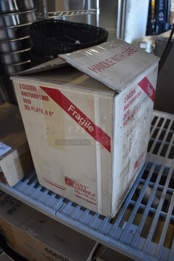 Box of 24 BRAND NEW! Sant Andrea White Ceramic Square Plates. 8.5x8.5x1 - Image 3 of 7