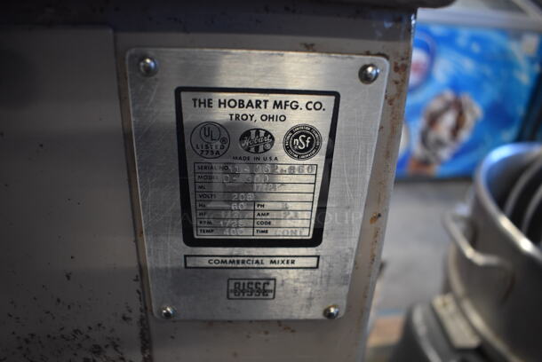 Hobart D-300 Metal Commercial Floor Style 30 Quart Planetary Dough Mixer. 208 Volts, 3 Phase. 22x29x46 - Image 7 of 7