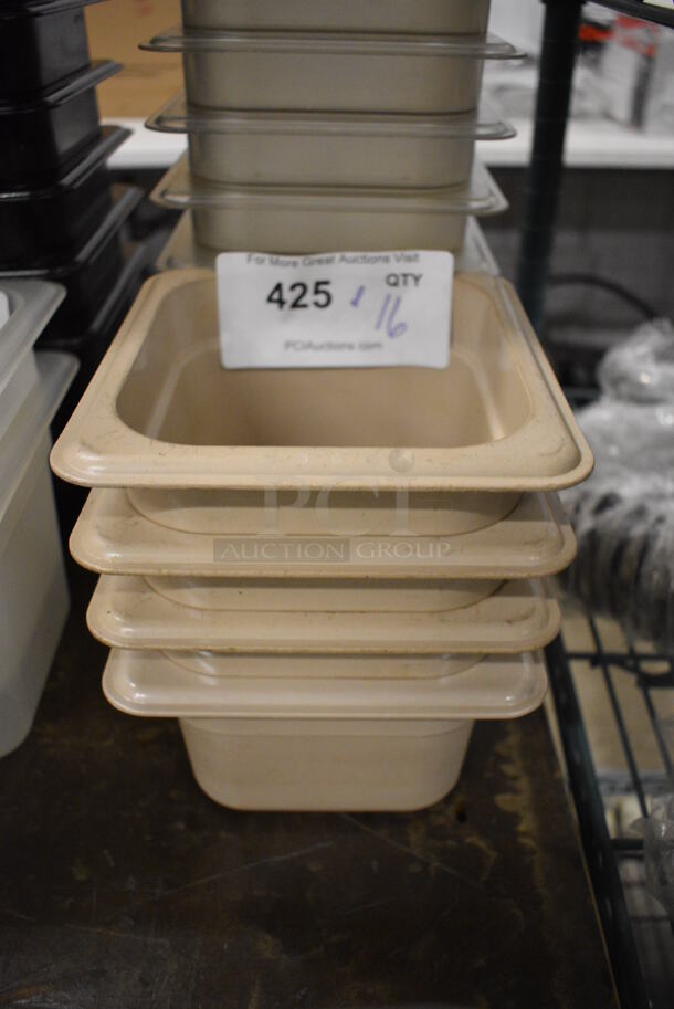 ALL ONE MONEY! Lot of 16 Poly 1/6 Size Drop In Bins; 5 Tan, 11 Clear! 1/6x4.  - Image 2 of 3