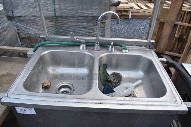 Stainless Steel Commercial Portable 2 Bay Sink w/ Faucet and Handles on Commercial Casters. 45x25x62 - Image 5 of 7