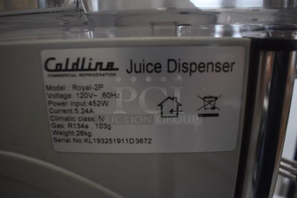 Coldline Royal-2P Commercial Electric Countertop Double Juice Dispenser With Steel Base. 120V. Tested and Powers On But Does Not Get Cold - Image 5 of 6