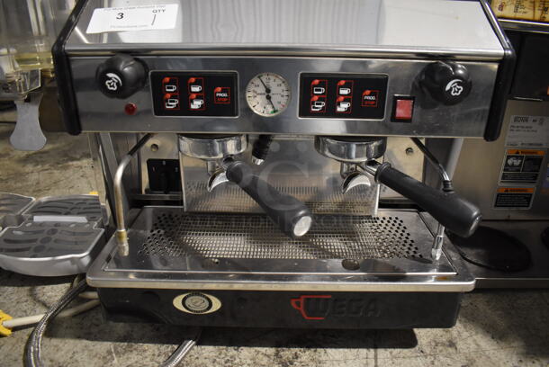 Wega Stainless Steel Commercial Countertop 2 Group Espresso Machine w/ 2 Portafilters and 2 Steam Wands. 208 Volts. 21x23x20 - Image 3 of 9