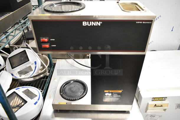 Bunn VPR Stainless Steel Commercial Countertop 2 Burner Coffee Machine. 120 Volts, 1 Phase. 