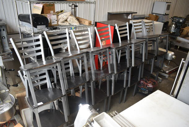 23 Gray Metal Dining Height Chairs w. Black Seat. 23 Times Your Bid! - Image 1 of 5