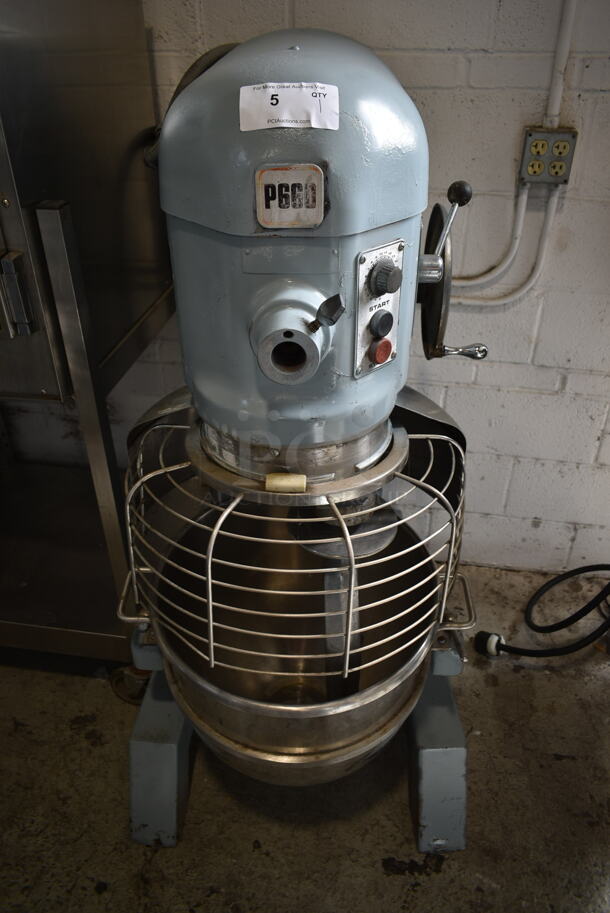 Hobart P660 Metal Commercial Floor Style 60 Quart Planetary Dough Mixer w/ Stainless Steel Mixing Bowl, Bowl Guard and Dough Hook Attachment. 208 Volts, 1 Phase. - Image 2 of 9