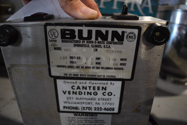 Bunn WX1 Stainless Steel Commercial Countertop Single Burner Coffee Pot Warmer. 120 Volts, 1 Phase. 6.5x7.5x2.5. Tested and Working! - Image 4 of 4