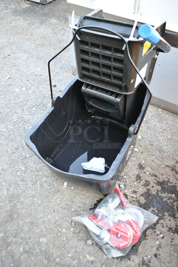 BRAND NEW SCRATCH AND DENT! Lavex Black Poly Mop Bucket w/ Wringing Attachment.  - Image 1 of 5