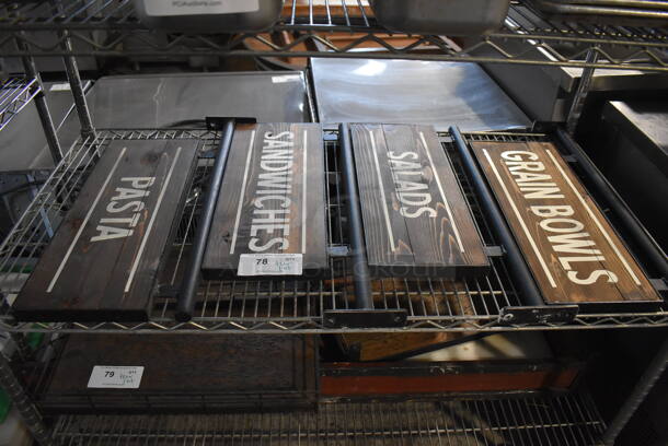 ALL ONE MONEY! Tier Lot of 4 Wooden and Metal Signs; Grain Bowls, Salads, Sandwiches and Pasta - Image 1 of 8