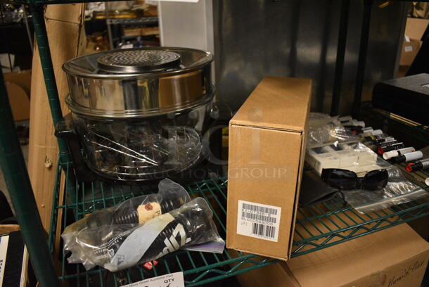 ALL ONE MONEY! Tier Lot of Various Items Including Panasonic Telephone, Audi Touch Up Set, Various Parts, and Elite Bistro Halogen Oven    - Image 1 of 8