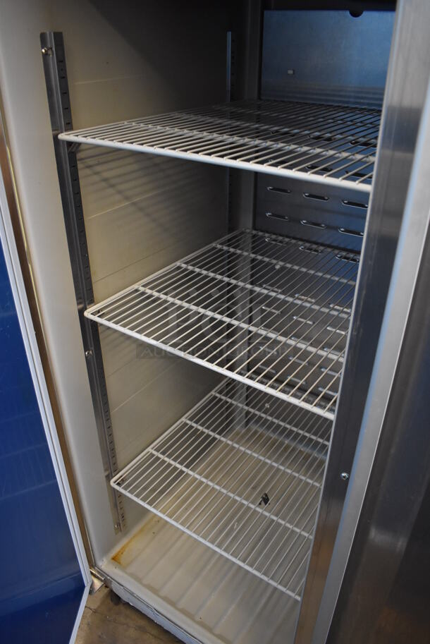 2014 Hoshizaki CF2B-FS ENERGY STAR Stainless Steel Commercial 2 Door Reach In Freezer w/ Poly Coated Racks on Commercial Casters. 115 Volts, 1 Phase. 55x33.5x79. Tested and Working! - Image 4 of 6