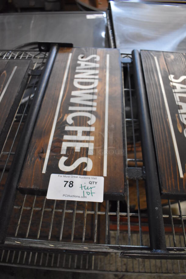 ALL ONE MONEY! Tier Lot of 4 Wooden and Metal Signs; Grain Bowls, Salads, Sandwiches and Pasta - Image 7 of 8