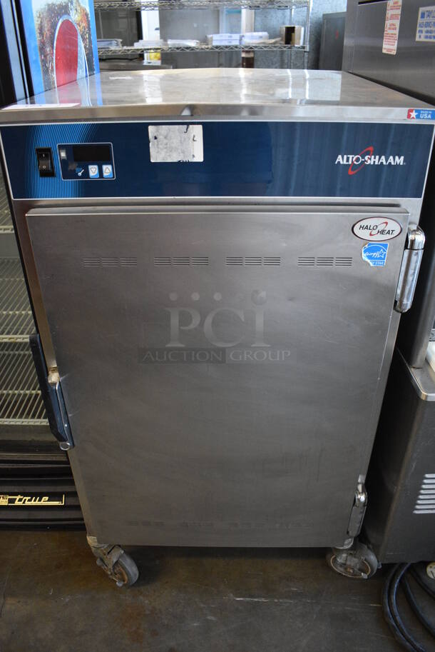 2012 Alto Shaam Model 1200-S/SR Stainless Steel Commercial Heated Holding Cabinet on Commercial Casters. 208-240 Volts, 1 Phase. 25x32x44