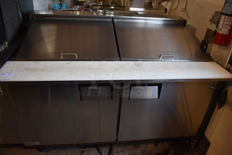 Everest EPBWR2 Stainless Steel Commercial Sandwich Salad Prep Table Bain Marie Mega Top on Commercial Casters. 115 Volts, 1 Phase. 60x36x43.5. Tested and Powers On But Does Not Get Cold