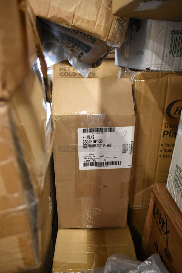 PALLET LOT of 15 BRAND NEW Boxes Including 147RIC3015231 Seko RIC0152313 Front Cover for WareDose Dosing Systems, 2 Box 130APPFRK5CL Visions 5" Clear Plastic Tasting Fork - 500/Box, Kraft Tallfold Dispenser Napkins, Olde Midway Hot Dog Roller Cover, Cambro 35CLRHP150 H-Pan™ 1/3 Size Amber High Heat Plastic Colander Pan - 5" Deep, 5001TPJ Lavex 1-Ply Jumbo 1400' Toilet Paper Roll with 9" Diameter - 12/Case, 128HD12COMBO ChoiceHD 12 oz. Microwavable Translucent Plastic Deli Container and Lid Combo Pack - 240/Case, 2 Box 50020W Choice 20 oz. White Poly Paper Hot Cup - 600/Case, 129MCR24B Choice 24 oz. Black Round Microwavable Heavy Weight Container with Lid 7 1/4" - 150/Case. 15 Times Your Bid! - Image 6 of 12