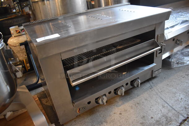 BRAND NEW SCRATCH AND DENT! CPG 351S36SBN Stainless Steel Commercial Natural Gas Powered Salamander Broiler Cheese Melter. 36,000 BTU. 35x21x21.5 - Image 2 of 7
