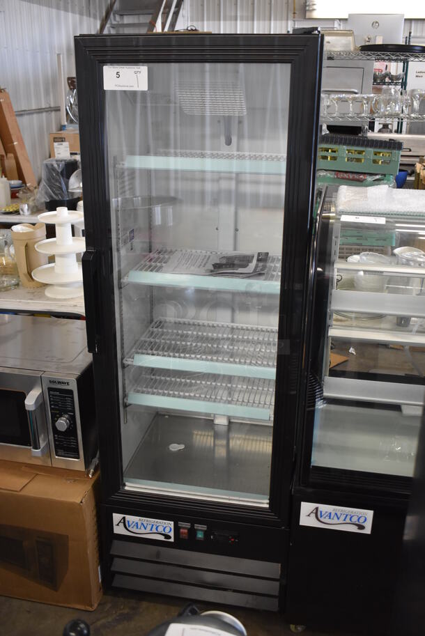 Avantco 178GDC10HCB Metal Commercial Single Door Reach In Cooler Merchandiser w/ Poly Coated Racks. 115 Volts, 1 Phase. 22x23x64. Tested and Powers On But Does Not Get Cold - Image 4 of 8