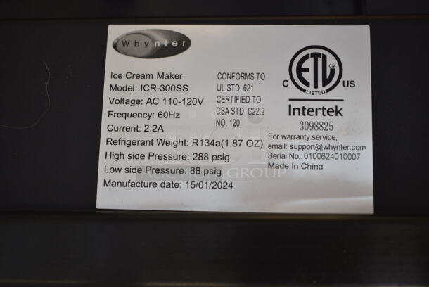 BRAND NEW SCRATCH AND DENT! Whynter ICR-300SS Portable Instant Ice Cream Maker Frozen Pan Roller in Stainless Steel. 115 Volts, 1 Phase. Tested and Working! - Image 5 of 5
