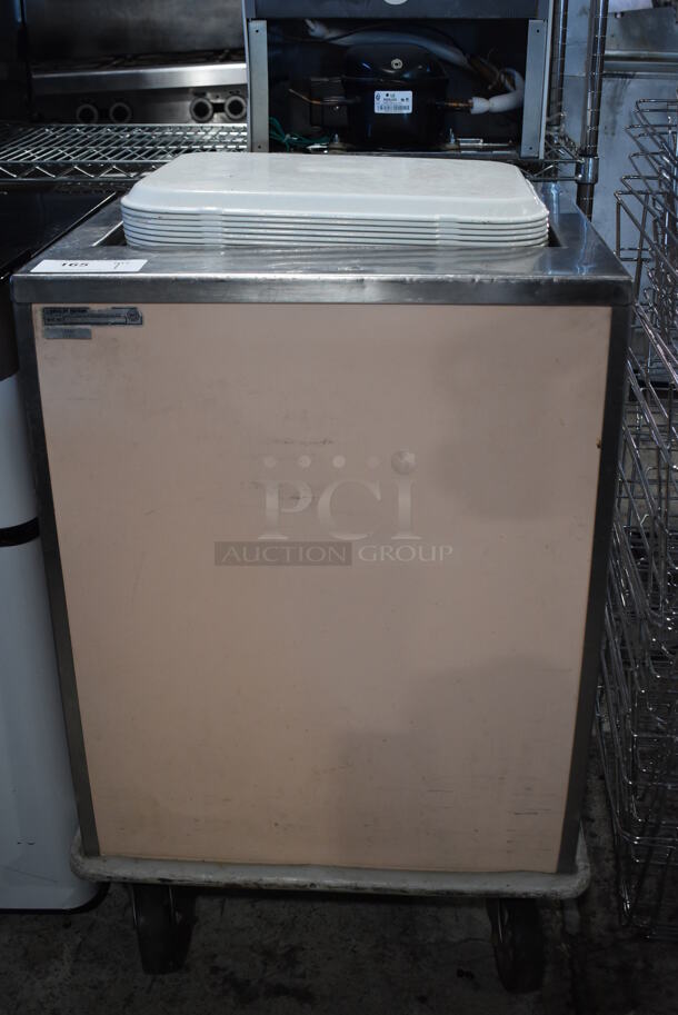 Servolift Eastern TCOH-ST Stainless Steel Commercial Tray Return w/ Cambro Camtray Poly Food Trays on Commercial Casters. 23x23x36. Trays 18.5x14.5x1