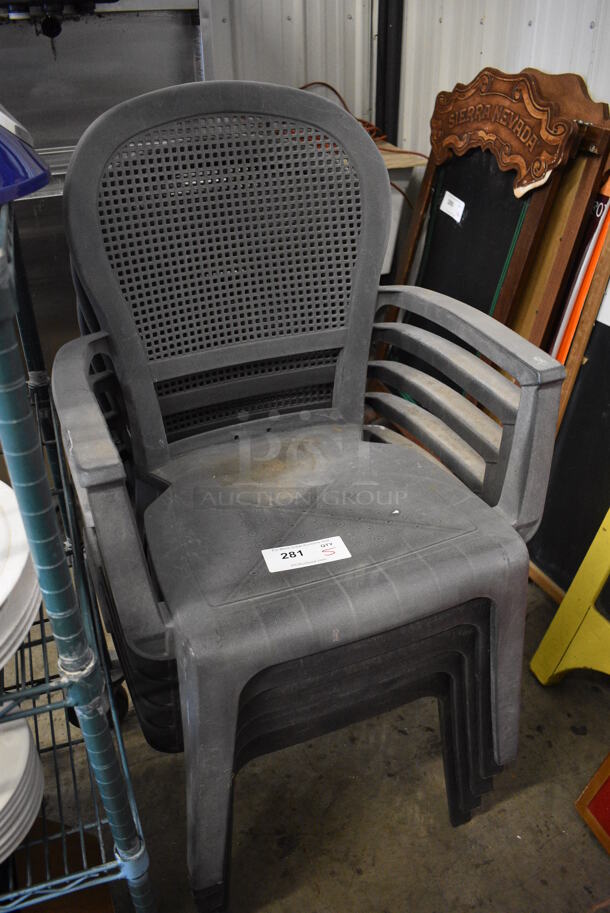 5 Gray Poly Patio Chairs w/ Arm Rests. 22x22x35. 5 Times Your Bid! - Image 3 of 5