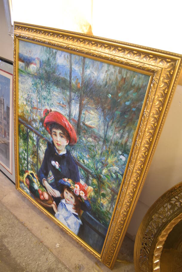 Framed Canvas Painting Reproduction of Two Sisters on the Terrace 1881 By Pierre-Auguste Renoir From Art Dealer Ed Mero! - Image 3 of 8