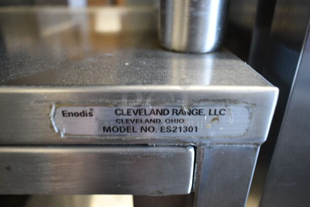 Cleveland 1SCE Stainless Steel Commercial Electric Powered Single Deck Steam Cabinet on ES21301 Stainless Steel Equipment Stand. 208 Volts, 3 Phase.  - Image 5 of 7