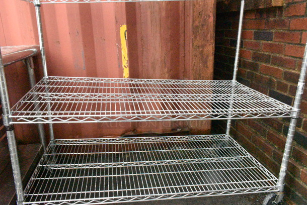 Chrome Finish 5 Tier Wire Shelving Unit on Commercial Casters. BUYER MUST DISMANTLE. PCI CANNOT DISMANTLE FOR SHIPPING. PLEASE CONSIDER FREIGHT CHARGES. - Image 2 of 3