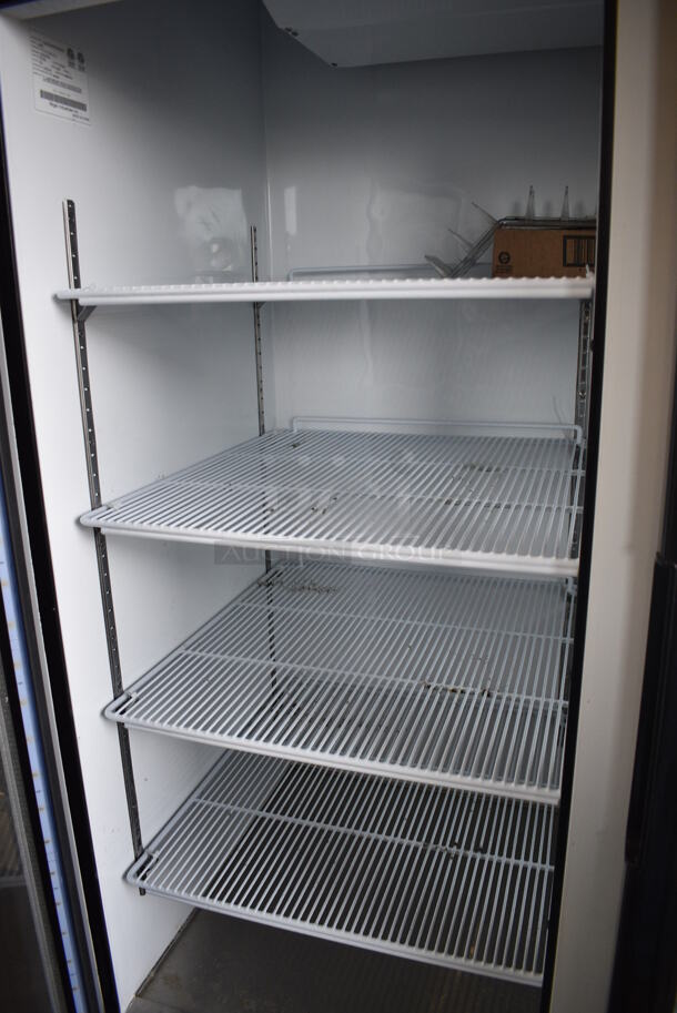 2016 Migali Model C-49FM Metal Commercial 2 Door Reach In Cooler Merchandiser w/ Poly Coated Racks on Commercial Casters. 115 Volts, 1 Phase. 52x32x81. Cannot Test Due To Cut Power Cord - Image 5 of 6