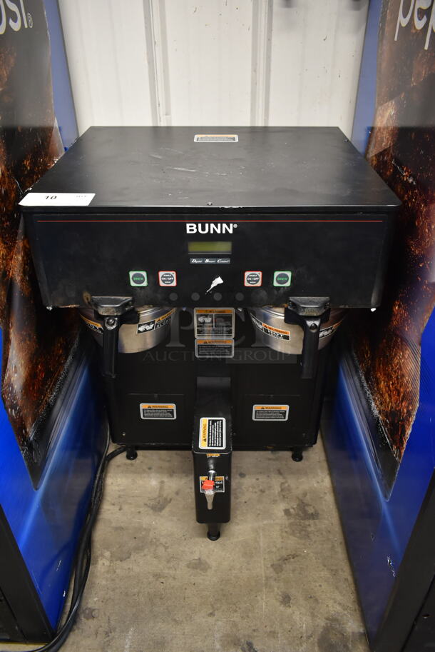 2012 Bunn DUAL TF DBC Metal Commercial Countertop Dual Coffee Machine w/ Hot Water Dispenser and 2 Metal Brew Baskets. 120/208-240 Volts, 1 Phase. 