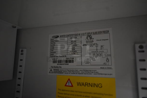 BRAND NEW SCRATCH AND DENT! Whynter CDF-177SB Countertop Reach In 1.8 cu ft Display Glass Door Freezer Merchandiser. 115 Volt, 1 Phase. Tested and Working! - Image 4 of 4