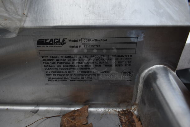 BRAND NEW SCRATCH AND DENT! Eagle CDTR-36-16/4 Stainless Steel Commercial Right Side Clean Side Dishwasher Table. - Image 4 of 4
