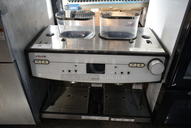 2018 Schaerer Barista Metal Commercial Countertop 2 Group Espresso Machine w/ 2 Hoppers and 2 Steam Wands. 208/240 Volts, 1 Phase. - Image 1 of 6
