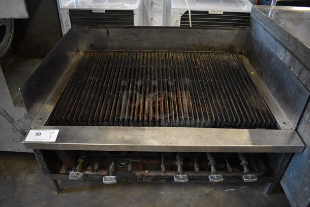 Stainless Steel Commercial Countertop Natural Gas Powered Charbroiler Grill. 36x27x19.5
