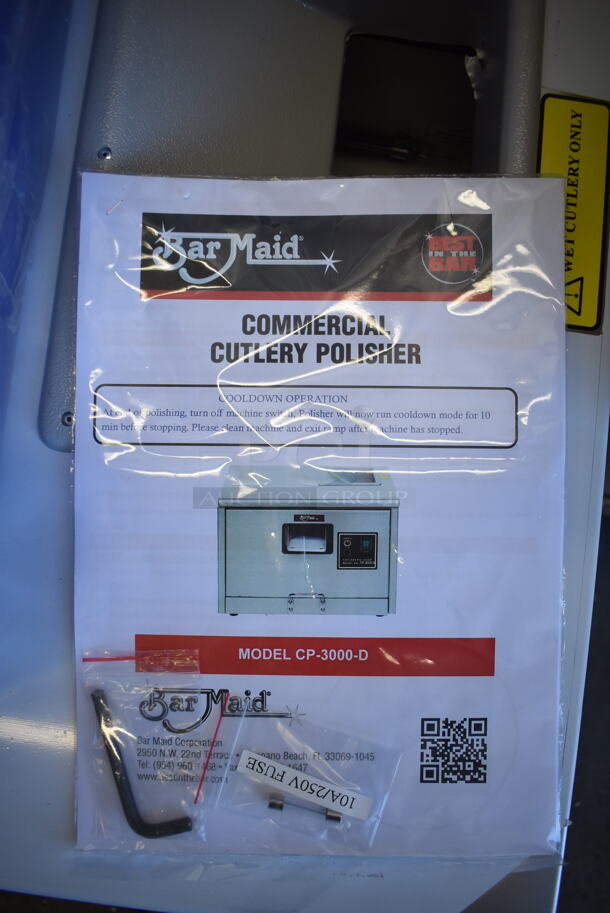 BRAND NEW SCRATCH AND DENT! Bar Maid CP-3000-D Stainless Steel Commercial Countertop Cutlery Dryer / Polisher Machine w/ 3 Boxes of Polishing Refill Beads. 110-120 Volts, 1 Phase. 22.5x20.5x17. Tested and Working! - Image 9 of 11