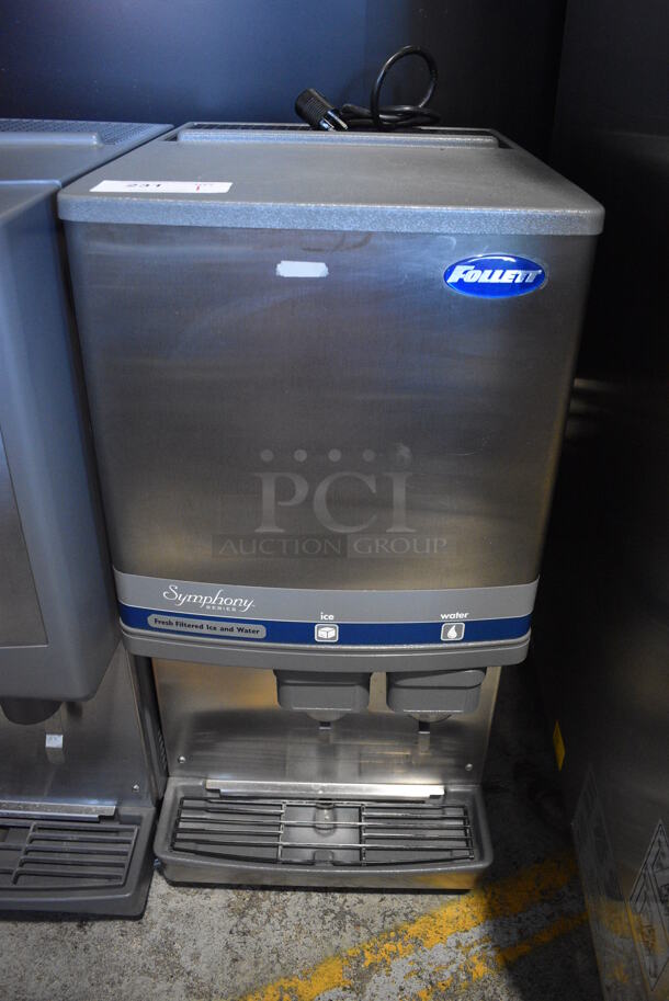Follett Model 12CI400A Symphony Stainless Steel Commercial Countertop Ice Machine w/ Ice and Water Dispenser. 115 Volts, 1 Phase. 16x23.5x34