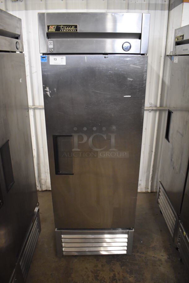 2013 True T-23F ENERGY STAR Stainless Steel Commercial Single Door Reach In Freezer w/ Poly Coated Racks on Commercial Casters. 115 Volts, 1 Phase. 27x30x83.5. Tested and Working!