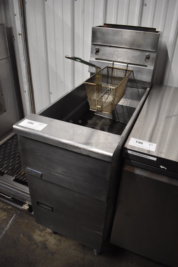 2016 Pitco Frialator SG14 Stainless Steel Commercial Floor Style Natural Gas Powered Deep Fat Fryer w/ 1 Metal Fry Basket. 110,000 BTU. 16x34x45.5 - Image 2 of 6