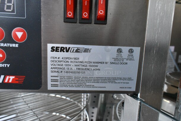 BRAND NEW SCRATCH AND DENT! ServIt 423PDW18D1 Stainless Steel 18" Full-Service Pizza Warmer with 4-Shelf Rotating Rack. 120 Volts, 1 Phase. Tested and Working! - Image 10 of 10