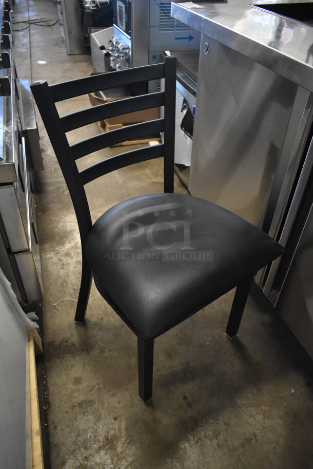 2 BRAND NEW SCRATCH AND DENT! Black Metal Dining Height Chair w/ Ladder Back and Black Seat Cushion. 2 Times Your Bid! - Image 6 of 8