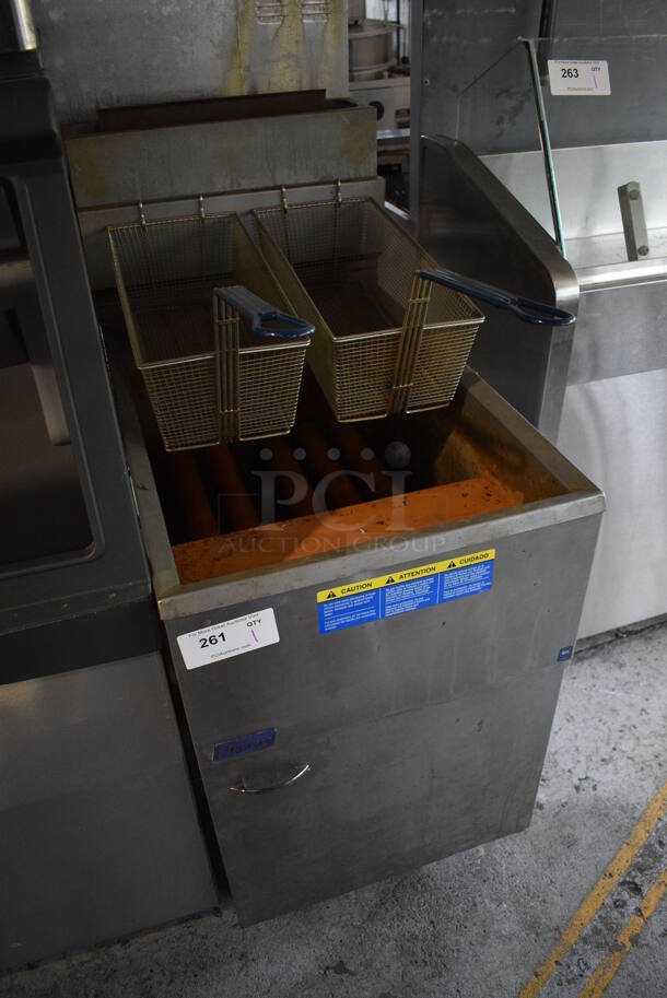 2019 Pitco Frialator 65C Stainless Steel Commercial Floor Style Natural Gas Powered Deep Fat Fryer w/ 2 Metal Fry Baskets. 150,000 BTU. 20x35x48 - Image 7 of 8